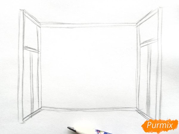 Поэтапное рисование вид из окна