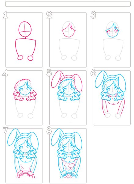 Пошаговый рисунок девочки