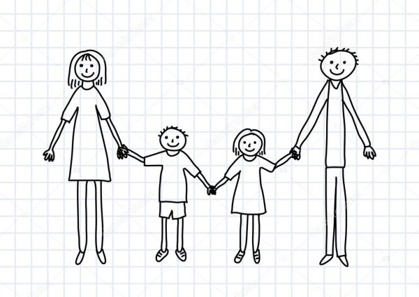 Рисунок моя семья карандашом