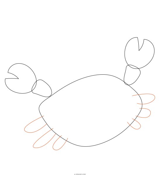 Поэтапный рисунок рака.