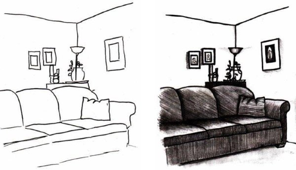 Угол зарисовка комната