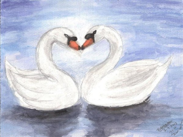 Рисунок лебедя для срисовки