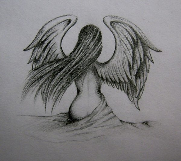 Ангелочек рисунок карандашом