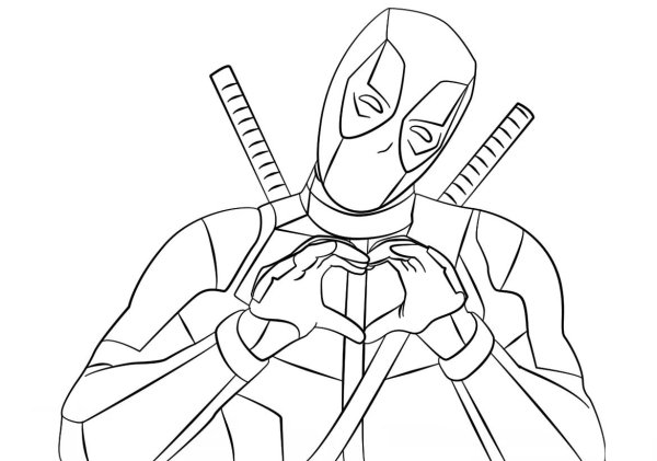 Раскраски герои Марвел Дэдпул