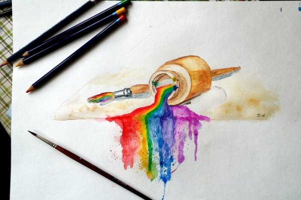 Рисунки акварельными карандашами