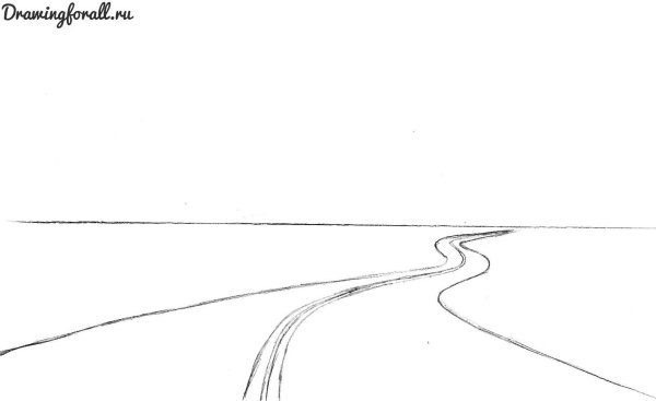 Рисунок дороги карандашом