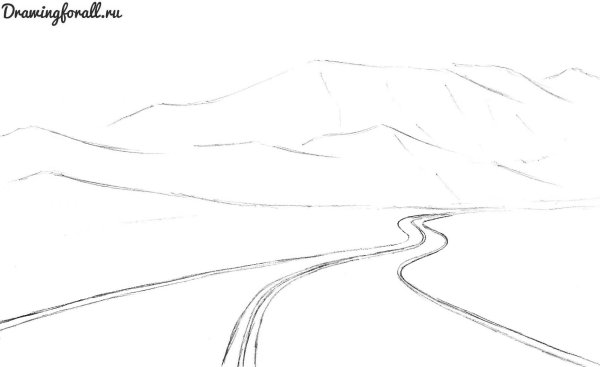 Рисунок дороги карандашом