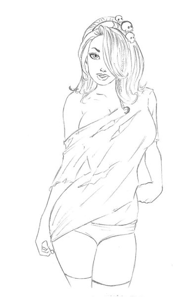 Девушка карандашом