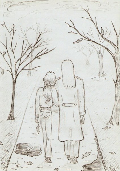 Рисунок осень карандашом