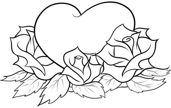 Раскраски сердечки и цветы