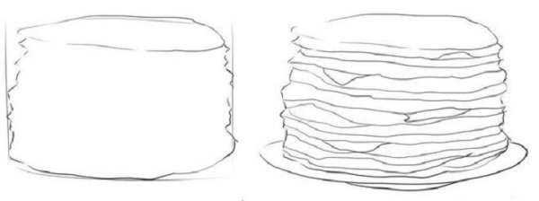 Блины рисунок карандашом