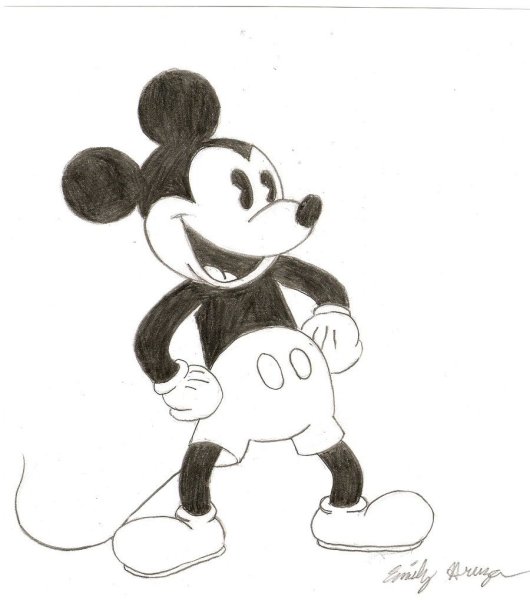 Рисунок Микки Мауса карандашом