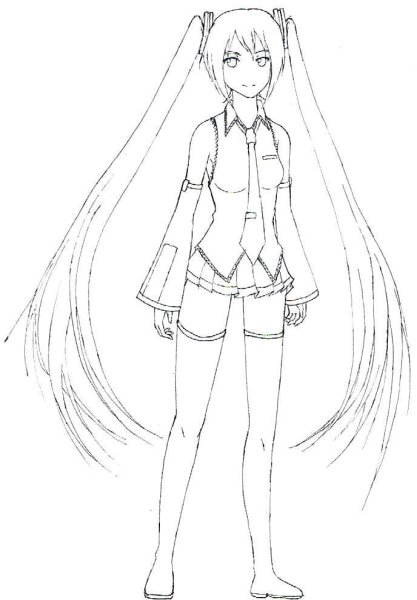 Хатсуне Мику раскраска в полный рост