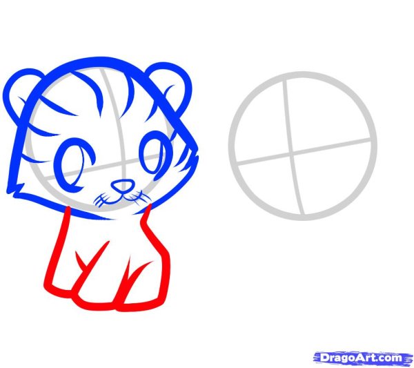 Тигр карандашом легко для ребенка