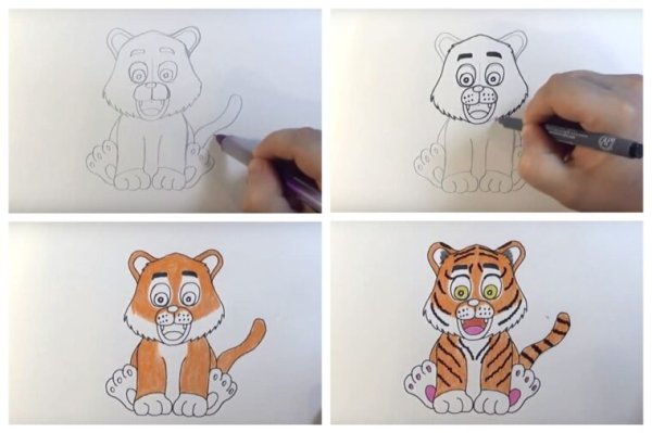 Рисунок тигра карандашом