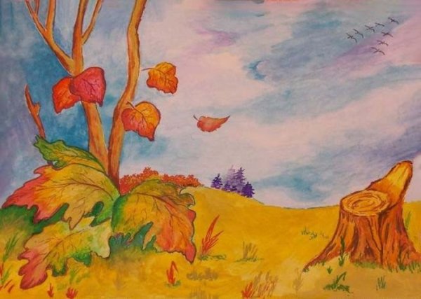 Осень картинки карандашом
