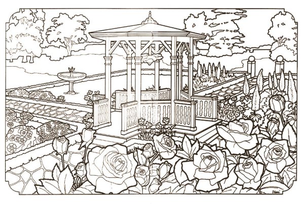 Раскраска цветочный сад