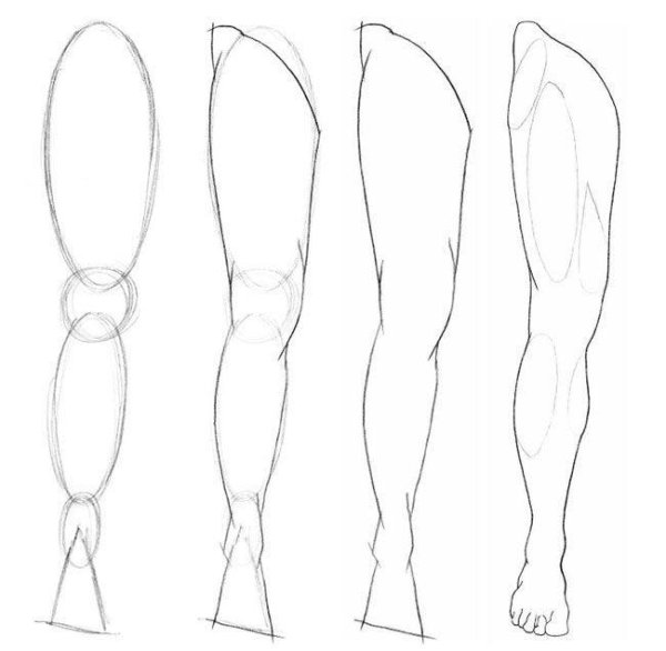 Схема рисования ног