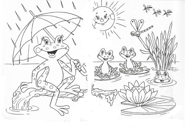 Раскраска по сказке лягушка путешественница