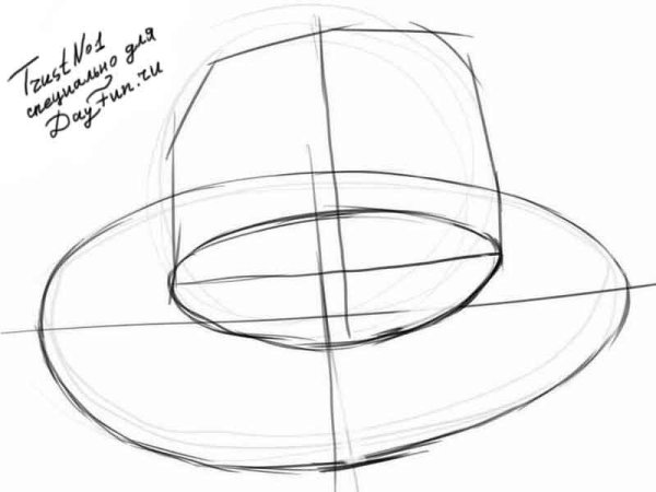 Шляпа рисунок карандашом