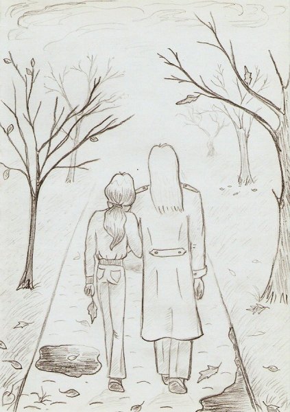 Рисунок осенних листьев карандашом