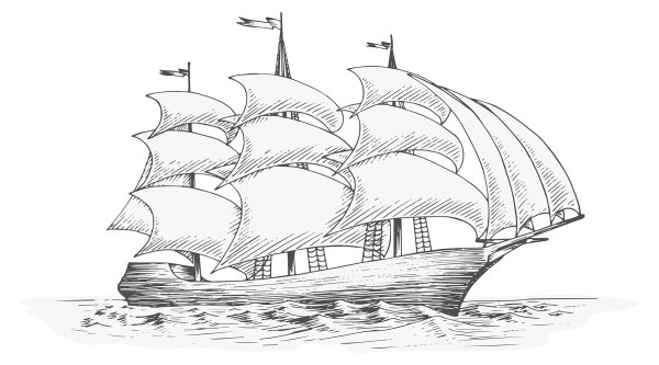 Кораблик контурный сбоку