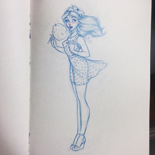Рисунки в скетчбук лёгкие девушки