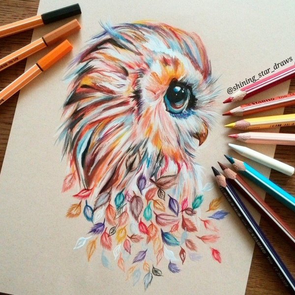 Скетчбук цветными карандашами