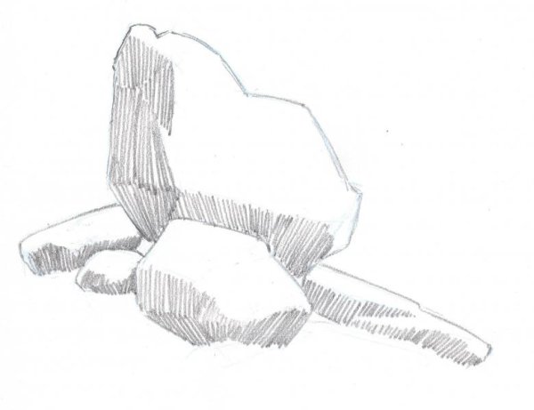 Зарисовки камней карандашом