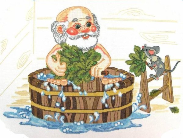 Вышивка русская банька