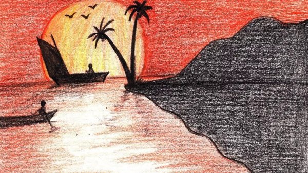 Закат карандашом легкий