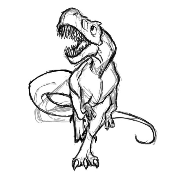 Динозавр рисунок карандашом