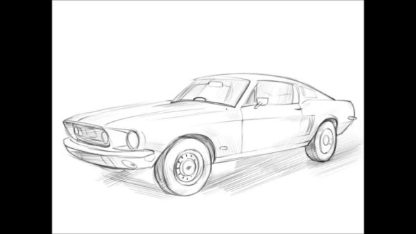 Форд Мустанг рисунок поэтапно