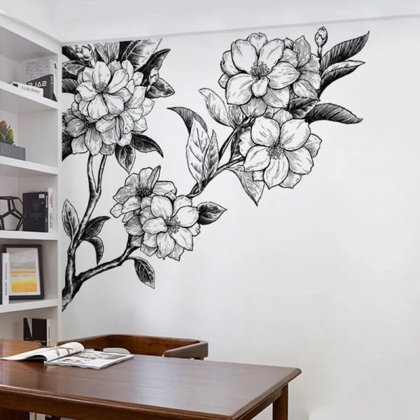 Роспись стен цветы