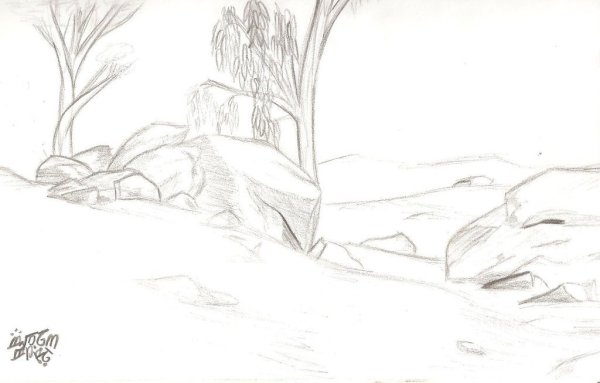 Степной пейзаж карандашом