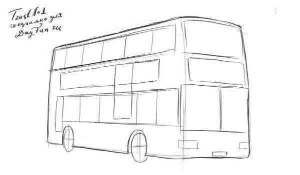Автобус рисунок карандашом
