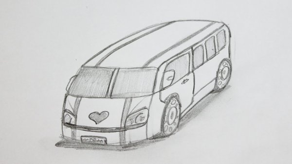 Автобус рисунок карандашом