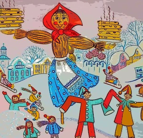 Масленица поэтапное рисование