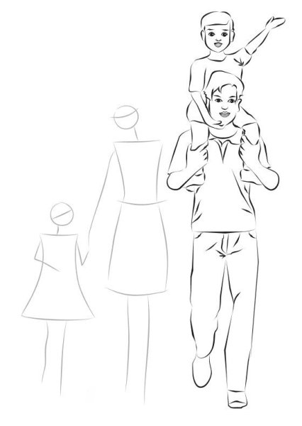 Семья рисунок карандашом