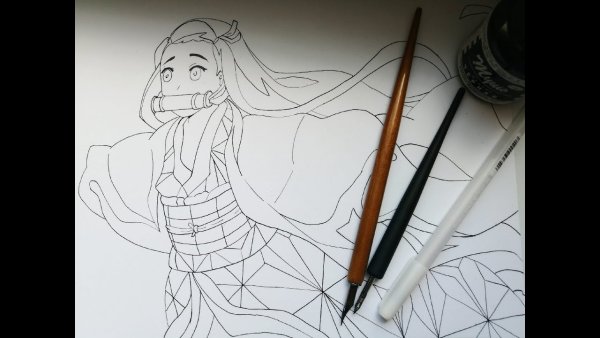 Клинок рассекающий демонов Незуко карандашом