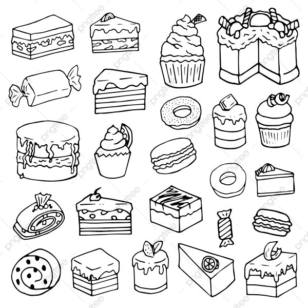 Раскраска кондитерские изделия для детей
