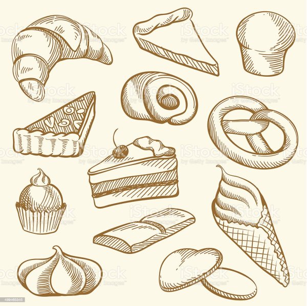 Нарисованная выпечка