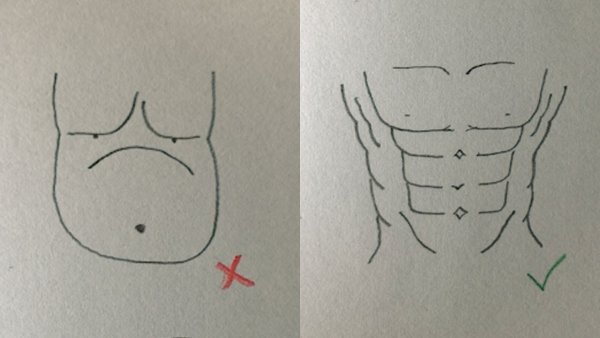 Пресс на животе карандашом