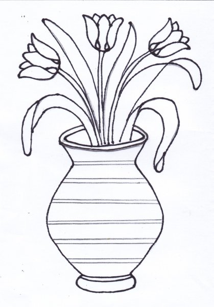 Ваза с цветами карандашом