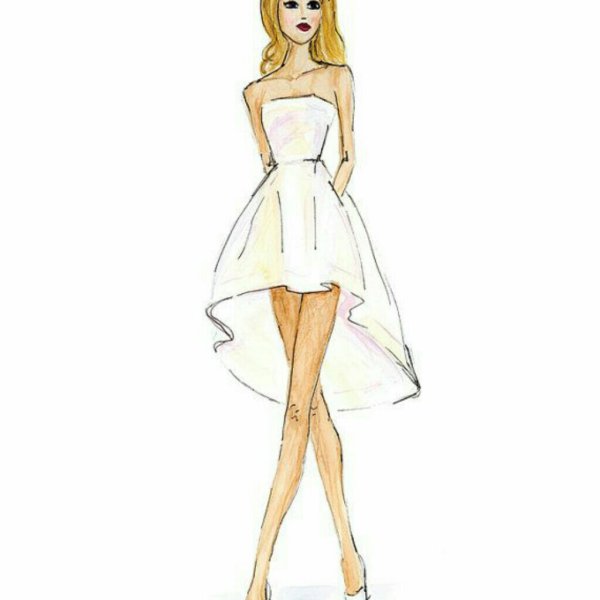 Девушка в платье карандашом для срисовки
