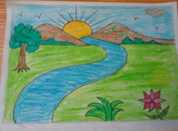 Рисунок на тему природа легкий