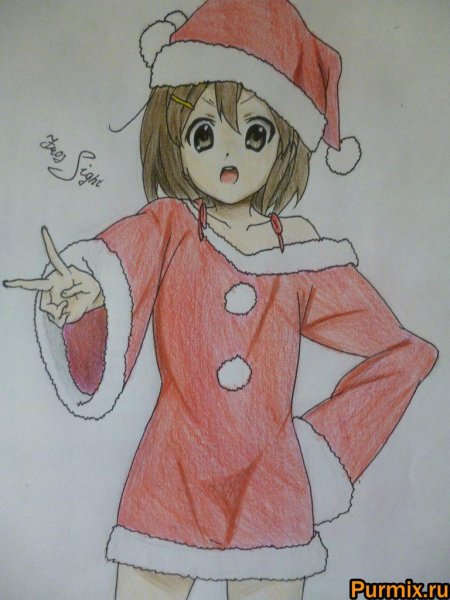 Новогоднее аниме карандашом