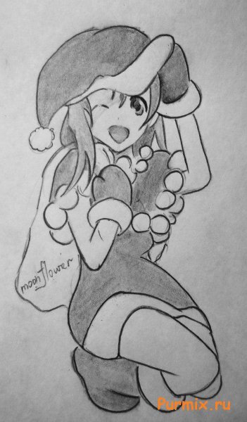 Новогодние аниме для срисовки