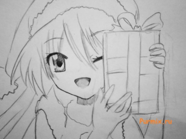 Новогодние девочки аниме для срисовки