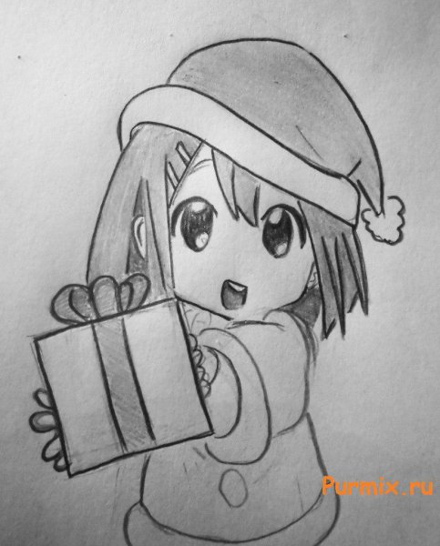 Новогоднее аниме карандашом